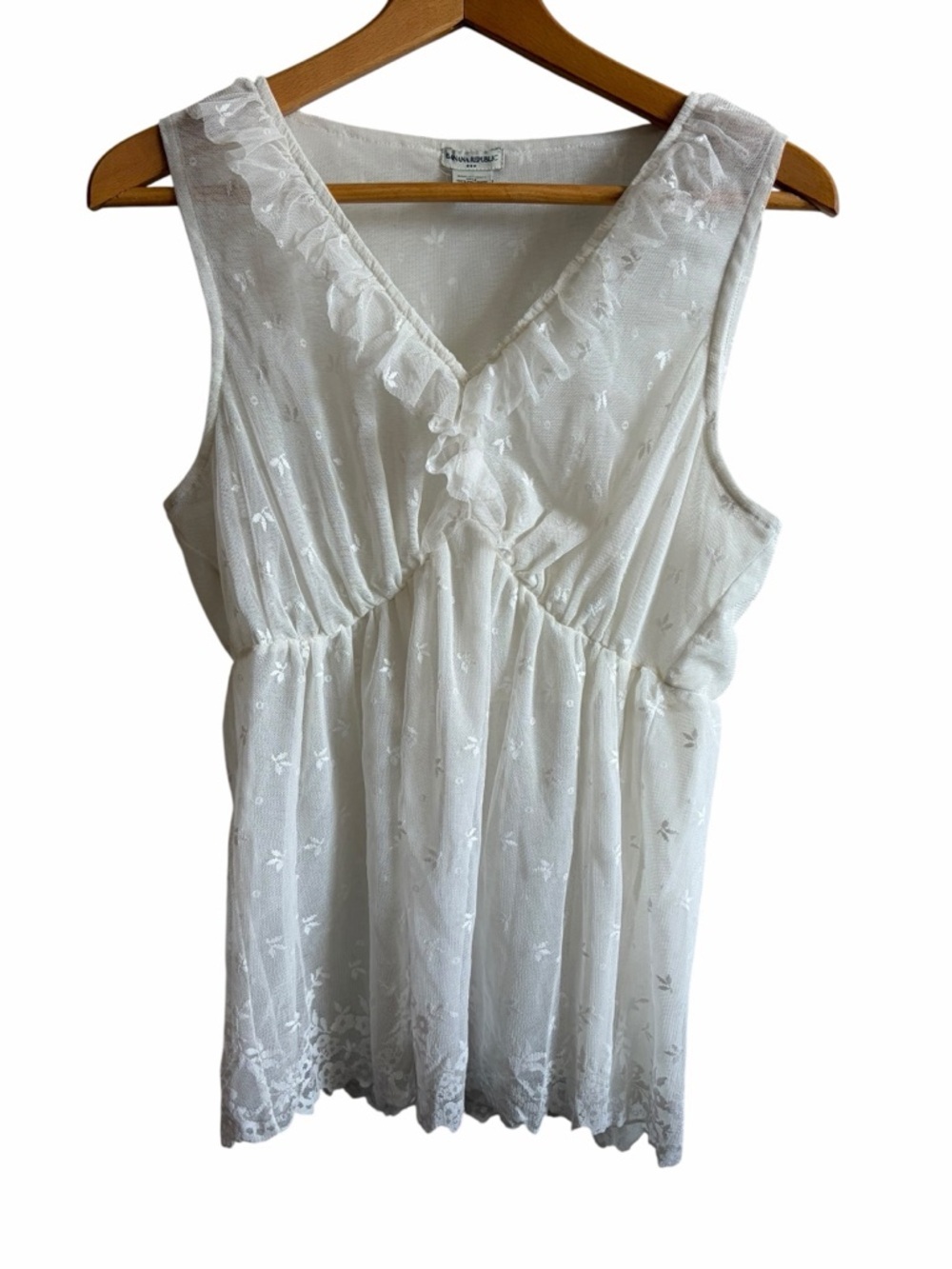 Banana Republic Off White Textured Lace Shell Top